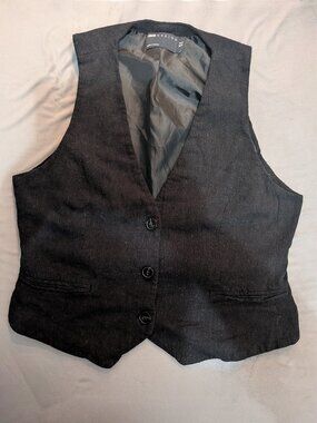 ASOS DESIGN Black Tailored V-Neck Waistcoat / Vest - US 12 (Excellent Condition)